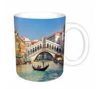 AELKSP Tazas grandes de 330 ml para café, tazas desayuno, té y bebidas calientes, tazas de cafe,Góndola cerca del Puente de Rialto en Venecia, Italia,regalo aniversario pareja