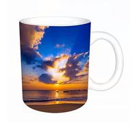 AELKSP Tazas grandes de 330 ml para café, tazas desayuno, té y bebidas calientes, tazas de cafe,Impresionante vista a la montaña con un colorido amanecer invernal.,regalo aniversario pareja