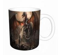 AELKSP Tazas grandes de 330 ml para café, tazas desayuno, té y bebidas calientes, tazas de cafe,Impresión vintage medieval de la guerra del horror del monstruo gótico de la,regalo aniversario pareja