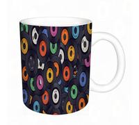 AELKSP Tazas grandes de 330 ml para café, tazas desayuno, té y bebidas calientes, tazas de cafe,Incrustación de disco de vinilo vintage, collage coloreado de discos de vinil,regalo aniversario pareja
