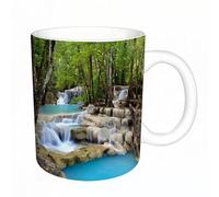 AELKSP Tazas grandes de 330 ml para café, tazas desayuno, té y bebidas calientes, tazas de cafe,La imagen secreta y natural de la cascada de la selva tropical.,regalo aniversario pareja