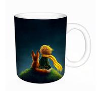 AELKSP Tazas grandes de 330 ml para café, tazas desayuno, té y bebidas calientes, tazas de cafe,Le Petit Prince et le Renard Regardent le,regalo aniversario pareja