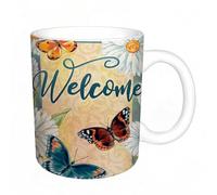 AELKSP Tazas grandes de 330 ml para café, tazas desayuno, té y bebidas calientes, tazas de cafe,Lirios morados y rojos, flores botánicas florales. Flores silvestres de prima,regalo aniversario pareja