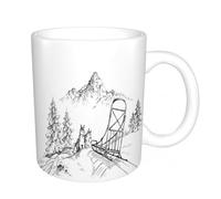AELKSP Tazas grandes de 330 ml para café, tazas desayuno, té y bebidas calientes, tazas de cafe,Malamute de Alaska, paseo en trineo tirado por perros en un paisaje montañoso,regalo aniversario pareja