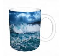 AELKSP Tazas grandes de 330 ml para café, tazas desayuno, té y bebidas calientes, tazas de cafe,Nubes oscuras y olas rompientes durante una tormenta en el océano Atlántico,regalo aniversario pareja