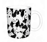 AELKSP Tazas grandes de 330 ml para café, tazas desayuno, té y bebidas calientes, tazas de cafe,Patrón sin costuras con pandas jóvenes de dibujos animados muy cerca uno del,regalo aniversario pareja