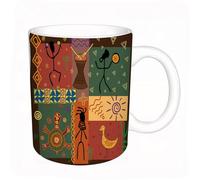 AELKSP Tazas grandes de 330 ml para café, tazas desayuno, té y bebidas calientes, tazas de cafe,Patrón en la danza de estilo africano que representa a la tribu,regalo aniversario pareja