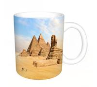 AELKSP Tazas grandes de 330 ml para café, tazas desayuno, té y bebidas calientes, tazas de cafe,Pirámide, desierto del Sahara, ruinas de una civilización antigua, Esfinge,regalo aniversario pareja