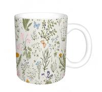 AELKSP Tazas grandes de 330 ml para café, tazas desayuno, té y bebidas calientes, tazas de cafe,Puesto de flores, plantas de jardín vintage con hierbas flores botánicas clás,regalo aniversario pareja