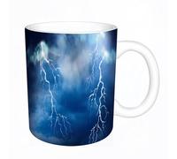 AELKSP Tazas grandes de 330 ml para café, tazas desayuno, té y bebidas calientes, tazas de cafe,Relámpagos en un cielo nublado oscuro durante una tormenta eléctrica,regalo aniversario pareja