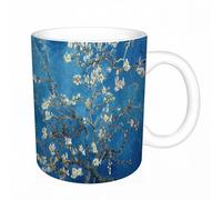AELKSP Tazas grandes de 330 ml para café, tazas desayuno, té y bebidas calientes, tazas de cafe,Reseñas del rompecabezas Ramas de almendro en flor,regalo aniversario pareja