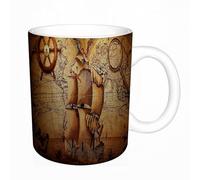 AELKSP Tazas grandes de 330 ml para café, tazas desayuno, té y bebidas calientes, tazas de cafe,Rutas de mapas antiguos y retro, barcos de vela en mapas antiguos, objetos ná,regalo aniversario pareja
