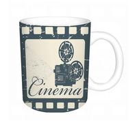AELKSP Tazas grandes de 330 ml para café, tazas desayuno, té y bebidas calientes, tazas de cafe,Tema de película, diseño de cartel, proyección con letras y película en marco,regalo aniversario pareja