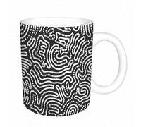 AELKSP Tazas grandes de 330 ml para café, tazas desayuno, té y bebidas calientes, tazas de cafe,Un vector de patrones de laberinto en blanco y negro sin costuras,regalo aniversario pareja