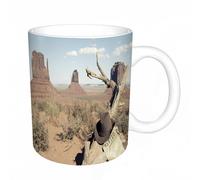 AELKSP Tazas grandes de 330 ml para café, tazas desayuno, té y bebidas calientes, tazas de cafe,Western, sombrero de vaquero en una rama de árbol seca y cartel de Se busca,regalo aniversario pareja