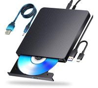 aelrsoch Reproductor externo de Blu-Ray, compatible con lector y escritura, USB 3.0/tipo C, BD, DVD, CD, reproductor Blu ray para PC, Windows 7-11 y Mac (negro)