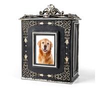 AELS Gran urna de Recuerdo para Mascotas con Compartimento para Fotos, urnas conmemorativas para Perros para Cenizas, urnas de cremación para Gatos o Perros, Color Negro