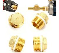 AEMCHDM 4 Piezas Tapones de Latón, Tapa Ciega de Latón de Anillo de Goma, Tapones para Tubos con Hexágono, para Radiadores, Distribuidores y Calefacción, Sistema de Agua Potable (1/2 Zoll)