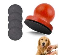Aemmbon Pawsmooth - Silent Dog Nail File with 3 Sanding Pads, Manual Quiet Pet Nail Grinder Gentle Painless Nail Trimmer Ergonomic Wooden Handle Stress Free Grooming Tool (Dark Red)