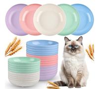 Aemygo 25 cuencos para gatos para aliviar la fatiga, plato de comida para gatos poco profundo de 5.5 pulgadas, juego de cuencos de comida para gatos pequeños, cuencos de alimentación húmedos para