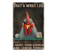 Aenaon Cartel de metal vintage con texto en inglés "I Smoke I Drink Wine and I Know Things", para bar, cocina, garaje, cueva, hogar, decoración divertida, 20,3 x 30,5 cm