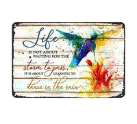 Aenaon Letrero de metal colorido con texto en inglés "Life is Not About Waiting for The Storm to Pass", decoración vintage rústica, cueva, cafetería, bar, dormitorio, hogar, decoración de pared