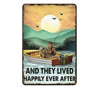 Aenaon Letrero de metal con texto en inglés "And They Lived Happily Ever After" para decoración de pared, hogar, bar, cafetería, garaje, cueva, pesca, perro, 30,5 x 20,3 cm