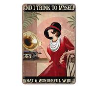Aenaon Letrero de metal con texto en inglés "I Drink White and I Think to Myself What A Wonderful World", vintage, para el hogar, cocina, garaje, bar, cueva, pared, decoración nostálgica, letrero de