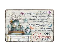 Aenaon Letrero de metal con texto en inglés «Living He Loved Me» para decoración de pared, hogar, bar, cafetería, garaje, cueva, 30,5 x 20,3 cm