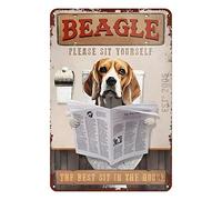 Aenaon Letrero de metal con texto en inglés «The Best Sit in The House» de Beagle Dog The Best Sit in The House - Letrero de metal para decoración de pared para el hogar, baño, 20,