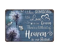 Aenaon Letrero de metal retro con texto en inglés "There's A Little Bit of Heaven", letrero de lata para el hogar, bar, patio, cueva, pared, decoración vintage, letrero de lata de diente de león, 8 x