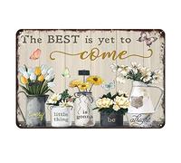 Aenaon Letrero de metal vintage con texto en inglés "The Best is Yet to Come Every Little Thing" para el hogar, cocina, garaje, bar, cueva, pared, decoración nostálgica, flores y mariposas, 8 x 12
