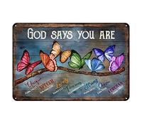 Aenaon Letrero de metal vintage retro con texto en inglés "God says you are Unique Special", placa de metal para pared, para bar, garaje, club, hombre, cueva, cafetería, pub, decoración del hogar, 12