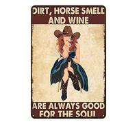 Aenaon Letreros de estaño vintage con olor a caballo de tierra, vino, vaquera, retro, para el hogar, cocina, bar, decoración de pared, decoración de cueva de hombre, decoración occidental, 12 x 17