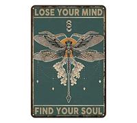 Aenaon Lose Your Mind Find Your Soul - Letrero de metal vintage para bar, cocina, garaje, cueva, hogar, decoración divertida, decoración retro, diente de león, 30,5 x 43,2 cm