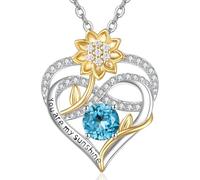 AENEAS Collar de corazón de girasol para mujer, piedra natal de diciembre, joyería de aniversario infinito para esposa, regalos de cumpleaños, collares con colgante para novia, esposa, abuela, mamá e