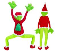 AENEY Grinch - Decoración de Navidad para exteriores, 1,78 m, para colgar en la valla, techo, porche, balcón, Papá Noel trepador