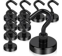 Aenienoe 10 Piezas Ganchos Magnéticos 35kg Imanes Neodimio con Gancho 32mm Sin Perforación para Crucero Resistente Refrigerador Microondas Artículos Colgantes Plateado Negro