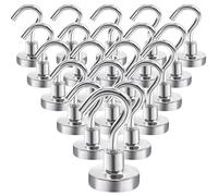 Aenienoe 20 Piezas Ganchos Magnéticos 10kg Imanes Neodimio con Gancho Giratorio Sin Perforación para Crucero Resistente Refrigerador Microondas Artículos Colgantes Plateado