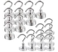 Aenienoe 20 Piezas Ganchos Magnéticos Imanes Neodimio con Gancho Giratorio Sin Perforación para Crucero Resistente Refrigerador Microondas Artículos 16mm-10Pcs+20mm-10Pcs
