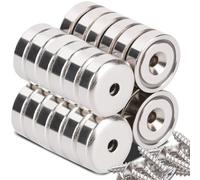 Aenienoe 24 Piezas Imanes Neodimio Potentes,10 kg Fuerza,con casquillo de acero y orificio avellanado,iman 20 mm,con tornillos