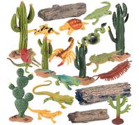AENIMELY Juego de 20 figuras de animales del desierto, incluye escorpión, lagarto, árboles y cactus, juego de diorama del desierto para niños, decoración de pastel de cumpleaños, decoraciones de