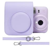 Aenllosi Funda Protectora de Cuero PU para Fujifilm Instax Mini 12/11 Estuche de Viaje para cámara de película instantánea, con Bolsillo y Correa de Hombro Ajustable（Lilac Purple，Solo Funda）