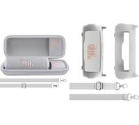 Aenllosi para Altavoz Bluetooth Portátil JBL Flip 7/6/5 Estuche Rígido Protector+Altavoz Bluetooth JBL Flip 7 Funda de Silicona, Estuche de Transporte con Correa, Únicamente la Funda, (Blanco)