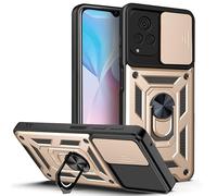 AENOCH Funda para Vivo V21 5G/V21 4G con Tapa de Cámara y Soporte de Anillo [Funciona con Soporte Magnético para Coche] Carcasa Anti-caída Grado Militar, Oro Rosa, W