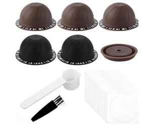 AENZA Cápsulas de café Reutilizables de Silicona, 5 cápsulas Reutilizables para Nespresso Vertuo, Carcasa de cápsula de café,150 ml x 2 + 230 ml x 2 + Tapas x 2