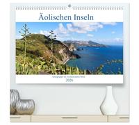 Äolische Inseln (hochwertiger Premium Wandkalender 2026 DIN A2 quer), Kunstdruck in Hochglanz: Inselzauber auf den Liparischen Inseln, tolle Küsten und blaues Meer verzaubern die Vulkan Inseln