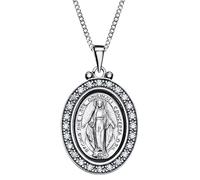 Aeon Collar con colgante de plata de ley con medalla milagrosa y cadena ajustable