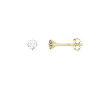 Aeon Jewellery Gold Stud Earrings - 9 Carat Yellow Gold with Cubic Zirconia Diamond | Claw Set Round Stone | Gift Box & Polishing Cloth Included