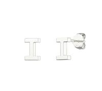 Aeon Pendientes con inicial del alfabeto | Pendientes de plata de ley 925 lisos | 5,5 x 3,8 mm | paño de pulido y caja de regalo incluidos | Regalos para mujeres, Plata de ley